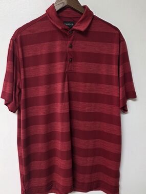 Chase54 Men's Burgundy Striped Polo